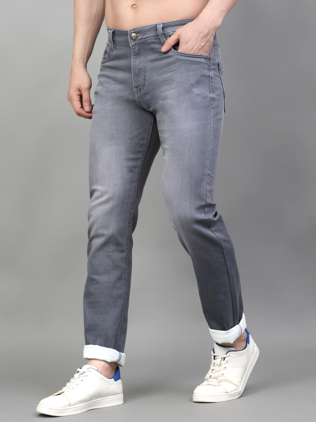 

LOUIS STITCH Men Slim Fit Light Fade Stretchable Jeans, Grey