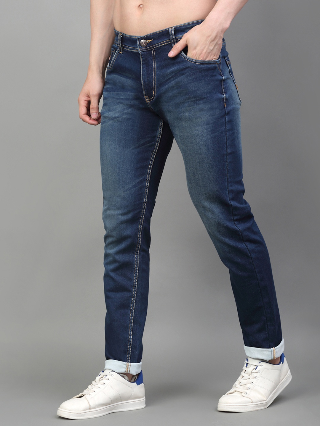 

LOUIS STITCH Men Slim Fit Light Fade Stretchable Jeans, Navy blue
