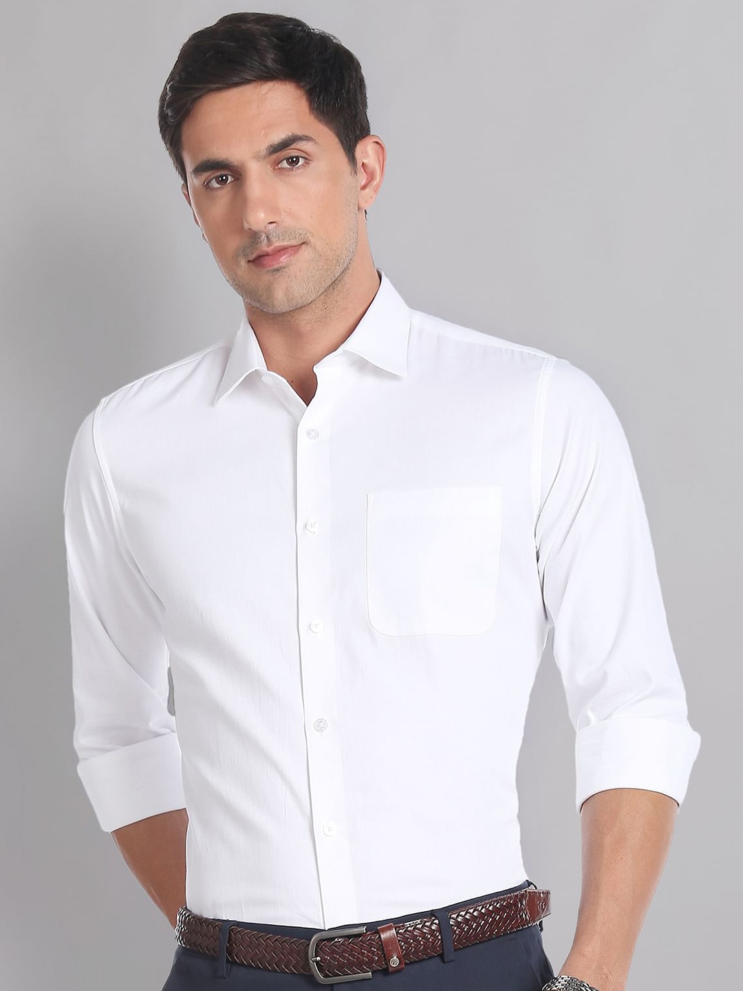 

AD By Arvind Regular Fit Cotton Dobby Formal Shirt, White