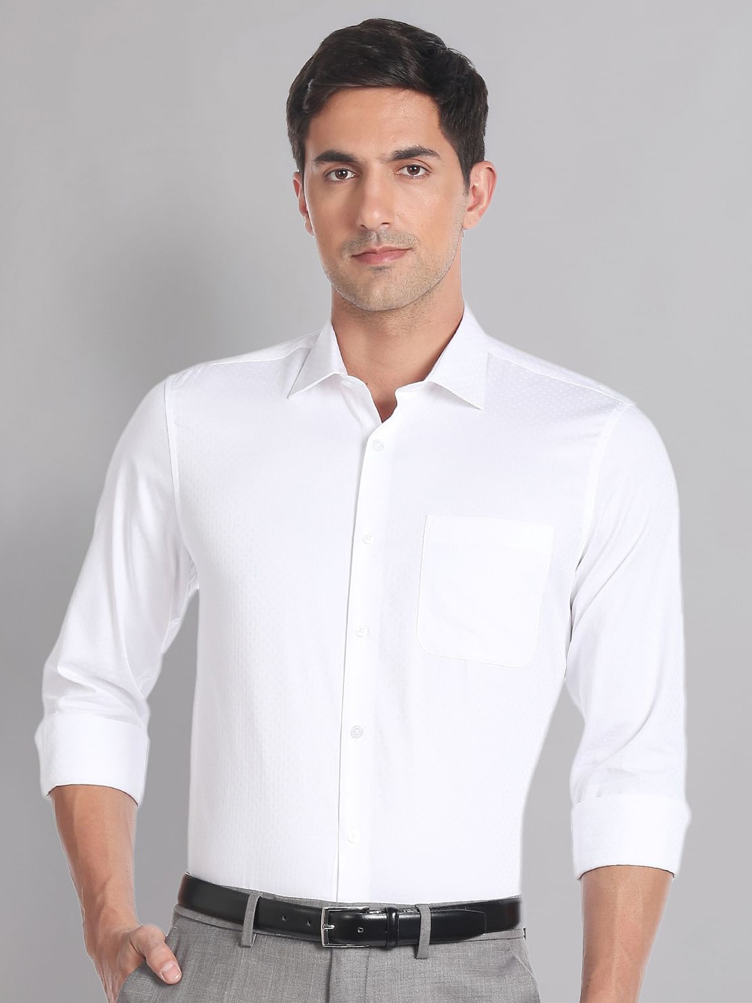 

AD By Arvind Pure Cotton Self Design Formal Shirt, White