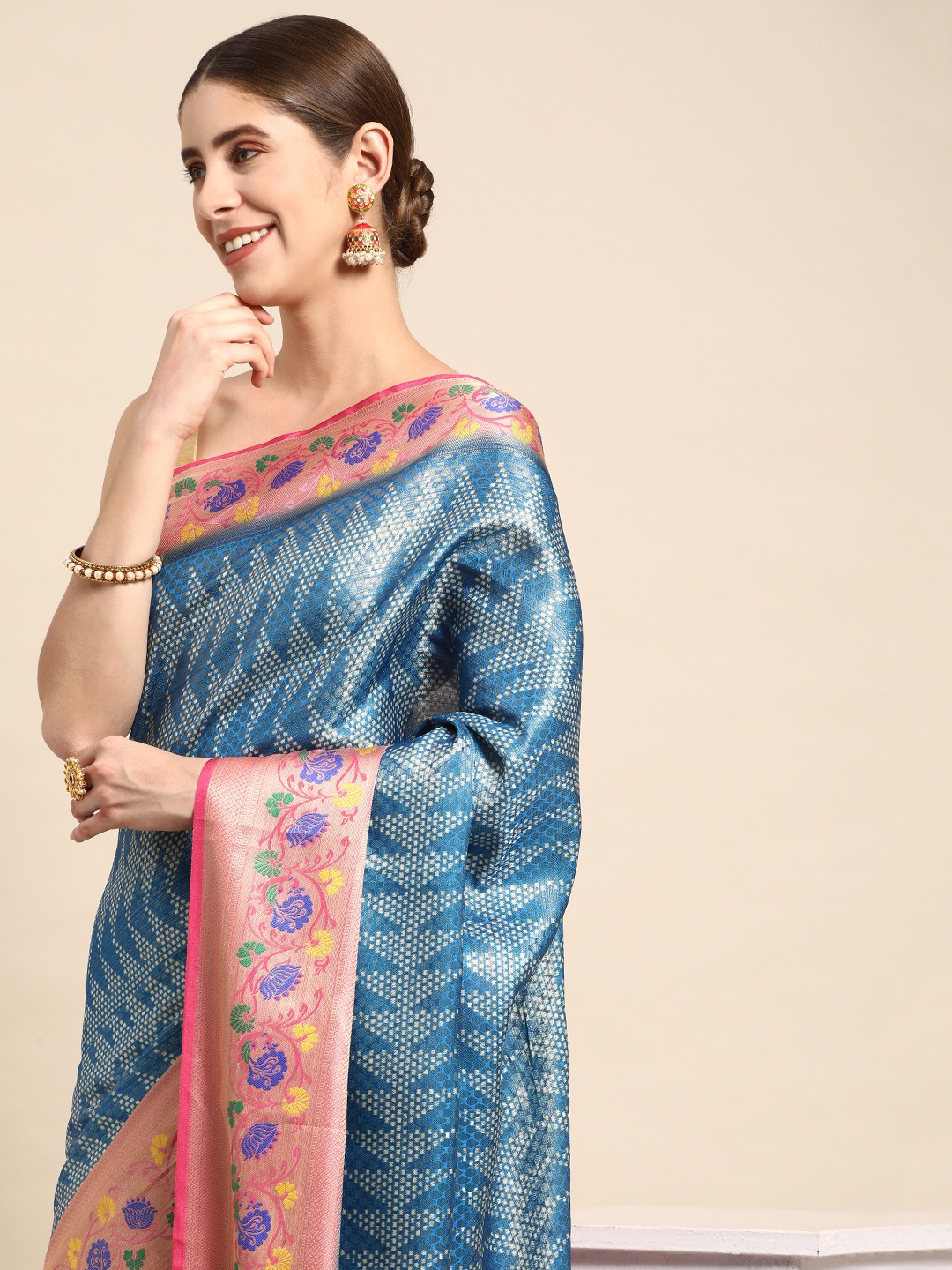 

VASTRANAND Zari Tissue Banarasi Saree, Blue