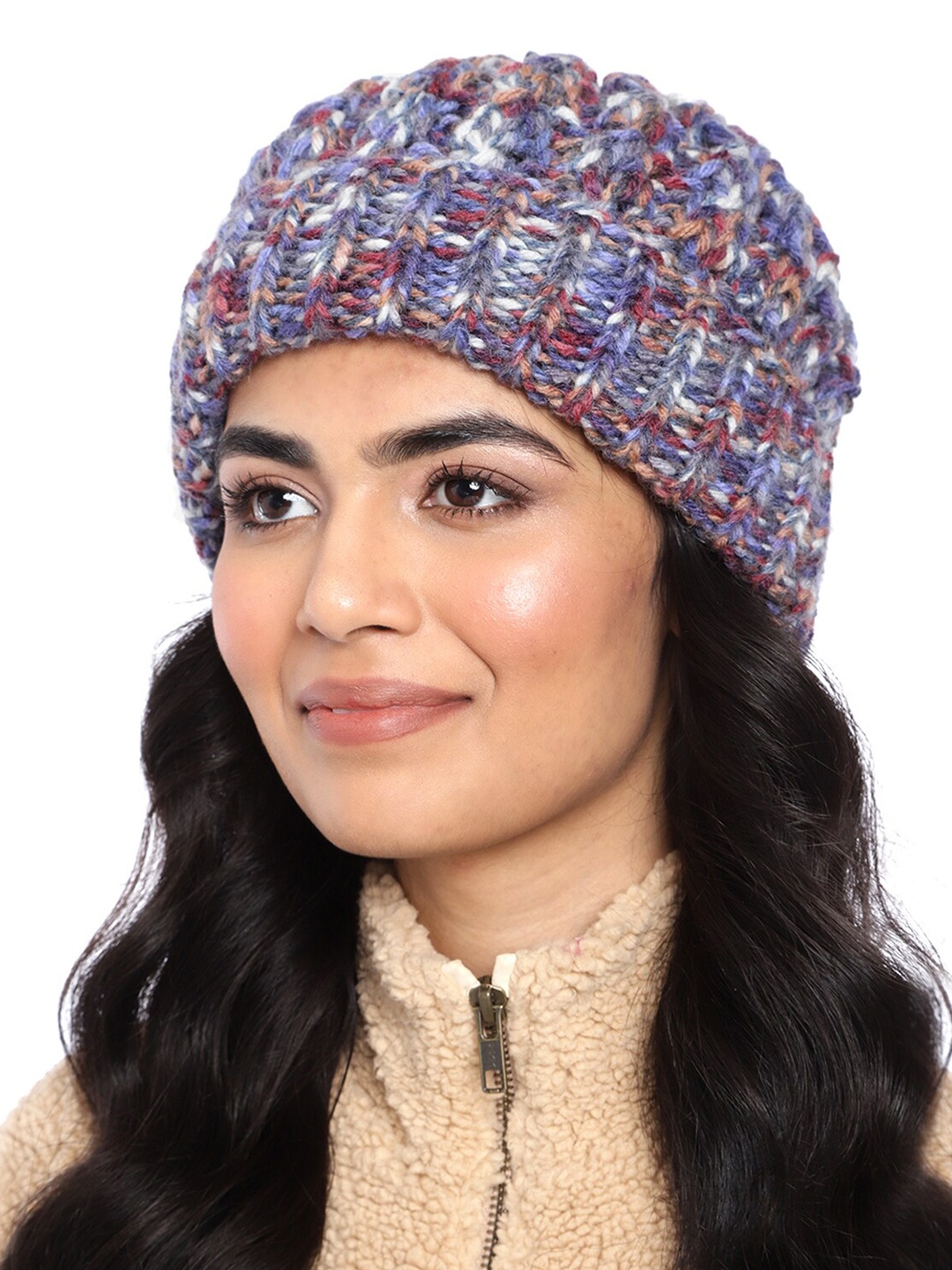 

Magic Needles Women Acrylic Beanie, Blue