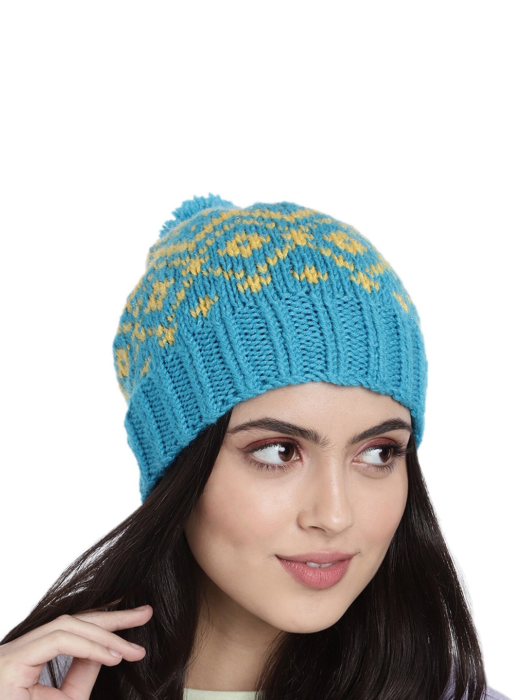 

Magic Needles Women Acrylic Beanie, Blue