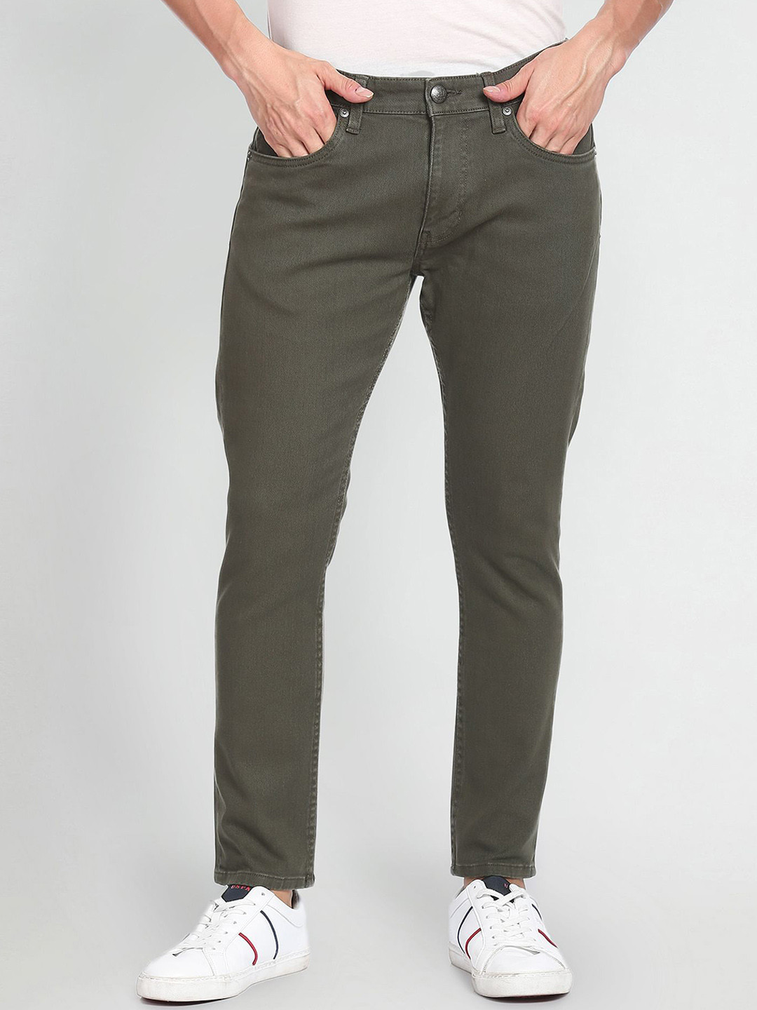

U.S. Polo Assn. Denim Co. Men Tapered Fit Mid-Rise Stretchable Jeans, Green