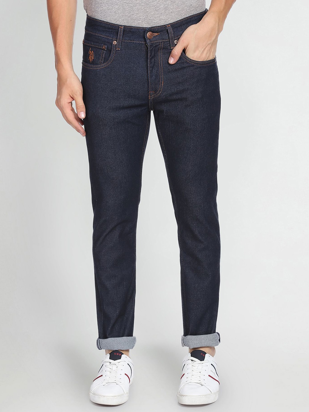 

U.S. Polo Assn. Denim Co. Men Slim Fit Light Fade Stretchable Jeans, Navy blue