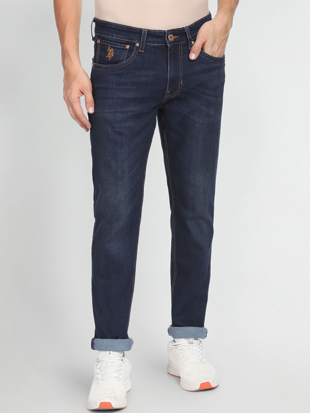 

U.S. Polo Assn. Denim Co. Men Slim Fit Light Fade Stretchable Jeans, Navy blue