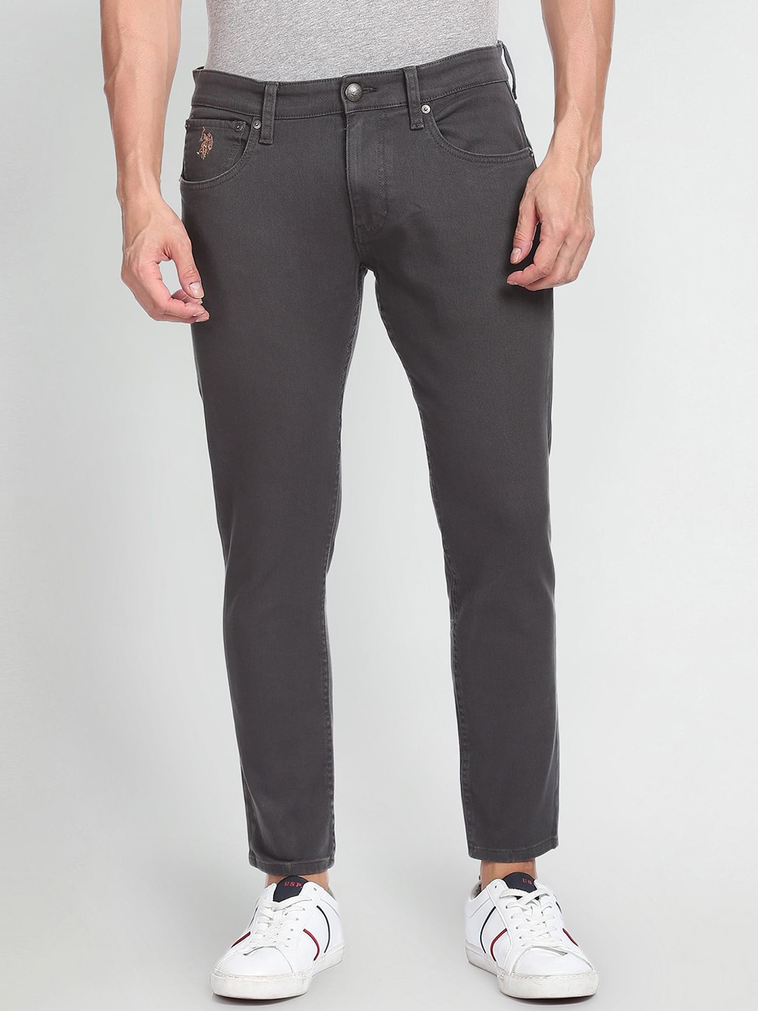 

U.S. Polo Assn. Denim Co. Men Tapered Fit Light Fade Stretchable Jeans, Grey