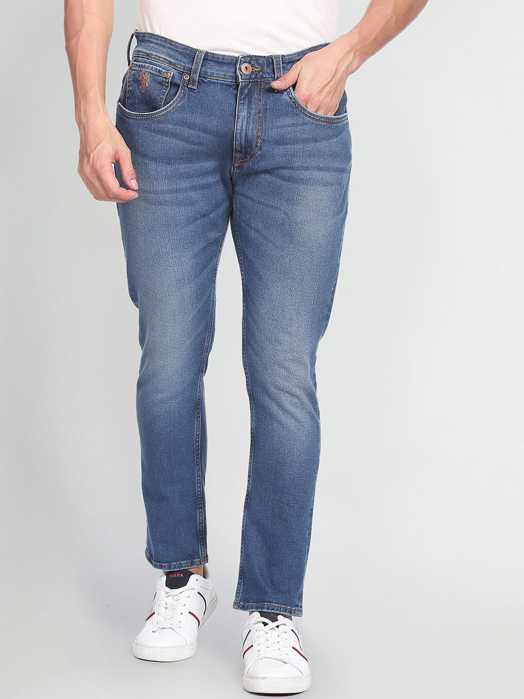 

U.S. Polo Assn. Denim Co. Men Tapered Fit Heavy Fade Stretchable Jeans, Blue