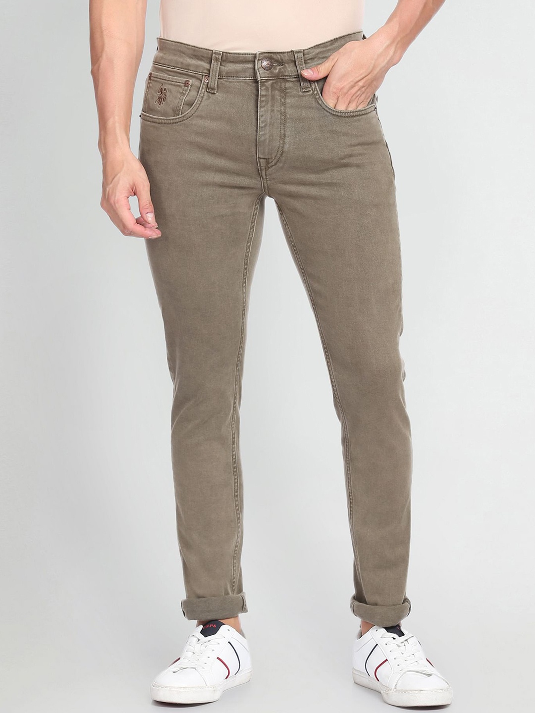 

U.S. Polo Assn. Denim Co. Men Slim Fit Light Fade Stretchable Jeans, Green