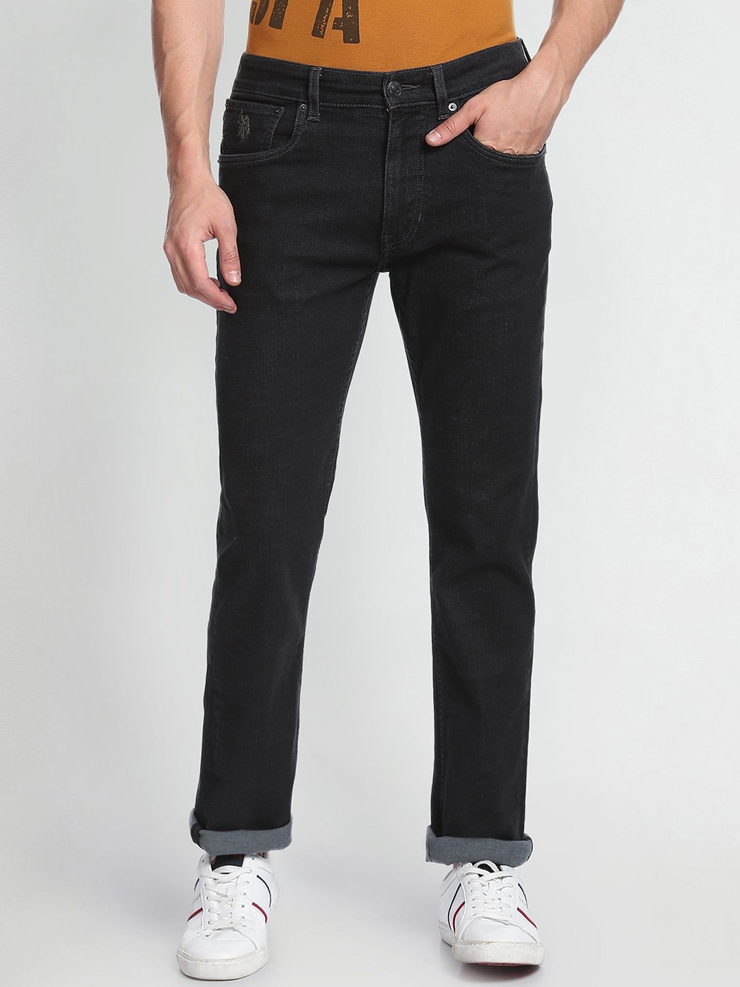 

U.S. Polo Assn. Denim Co. Men Bootcut Light Fade Stretchable Jeans, Black