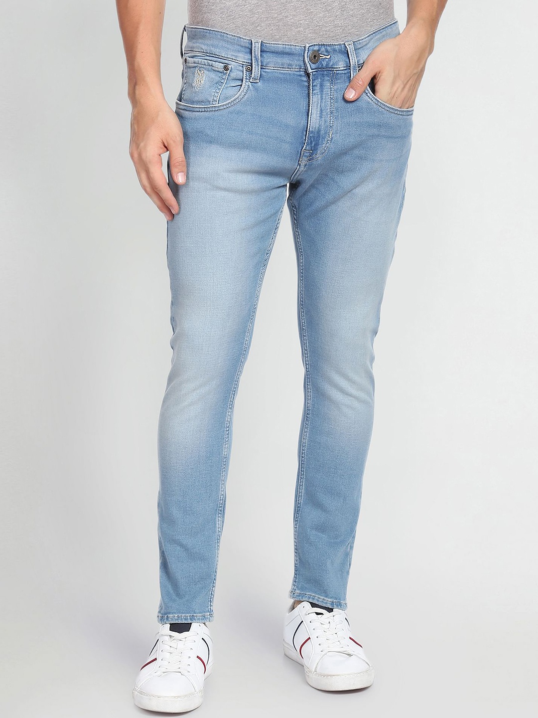

U.S. Polo Assn. Denim Co. Men Tapered Fit Heavy Fade Stretchable Jeans, Blue