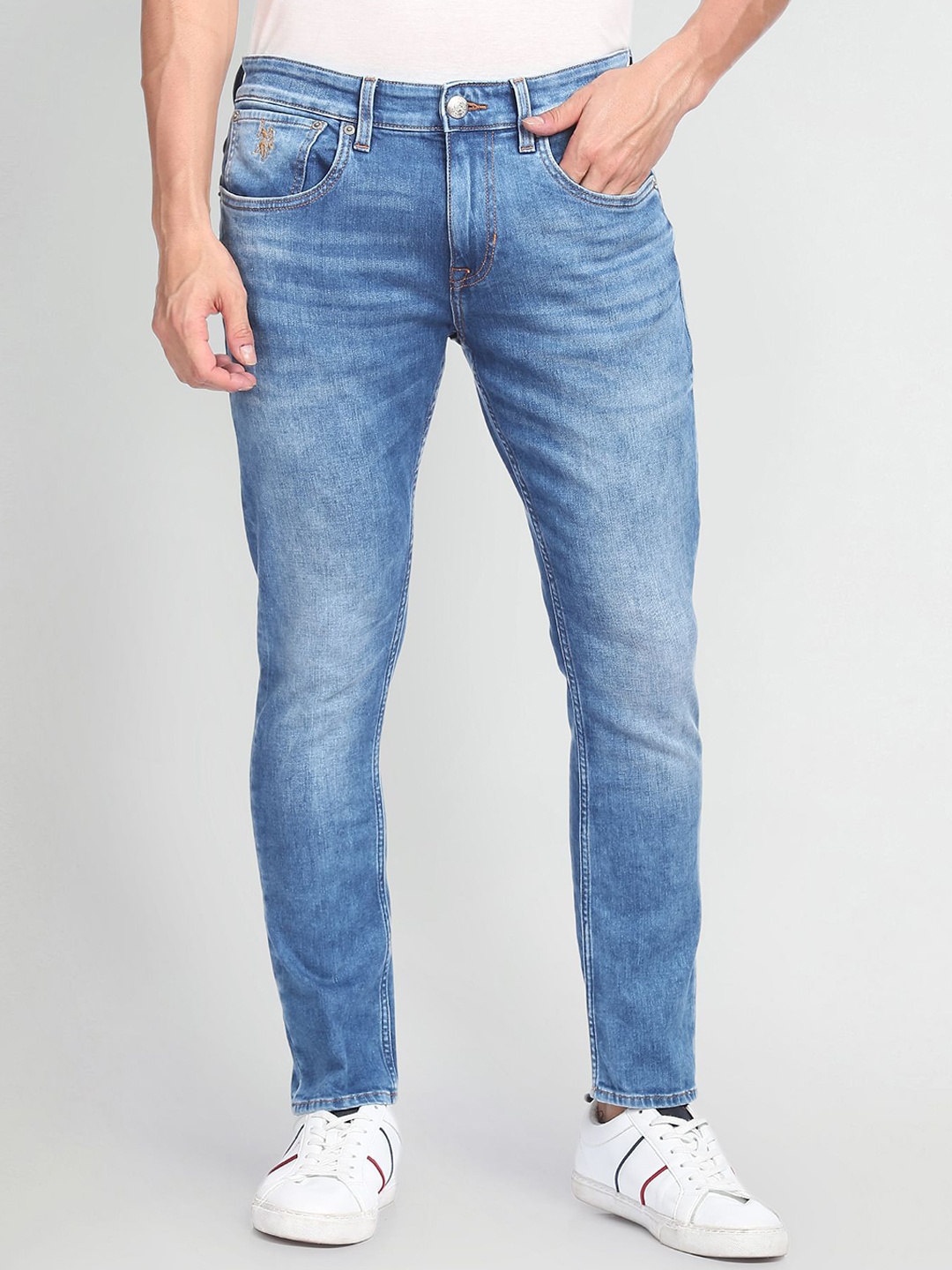 

U.S. Polo Assn. Denim Co. Men Tapered Fit Heavy Fade Stretchable Jeans, Blue