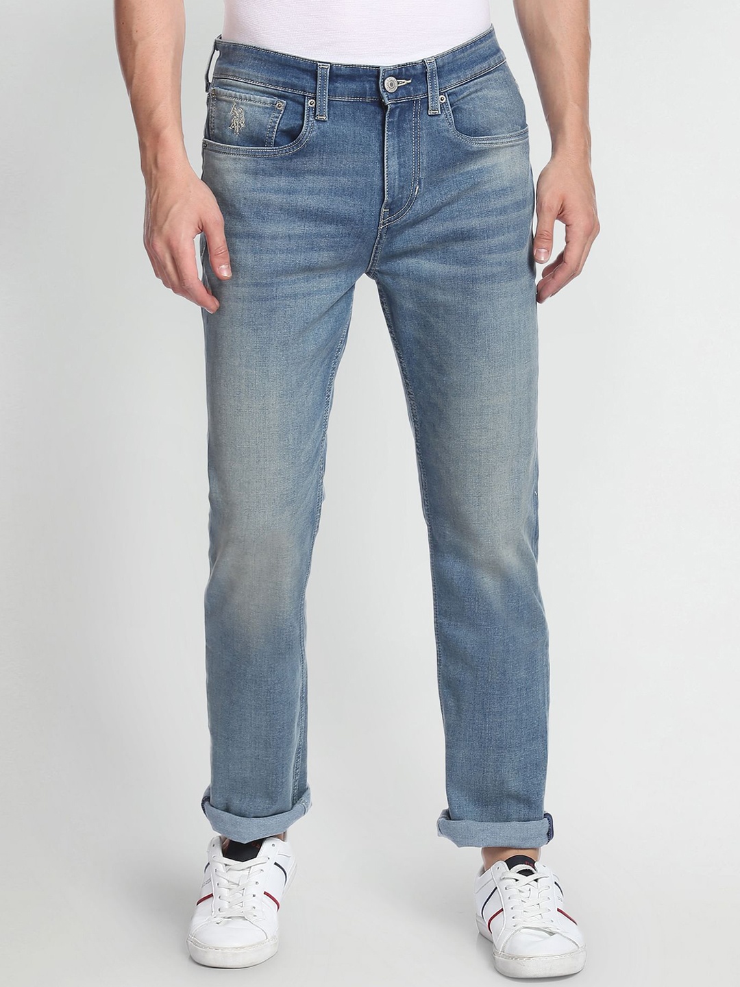 

U.S. Polo Assn. Denim Co. Men Blue Harold Slim Straight Fit Heavy Fade Stretchable Jeans