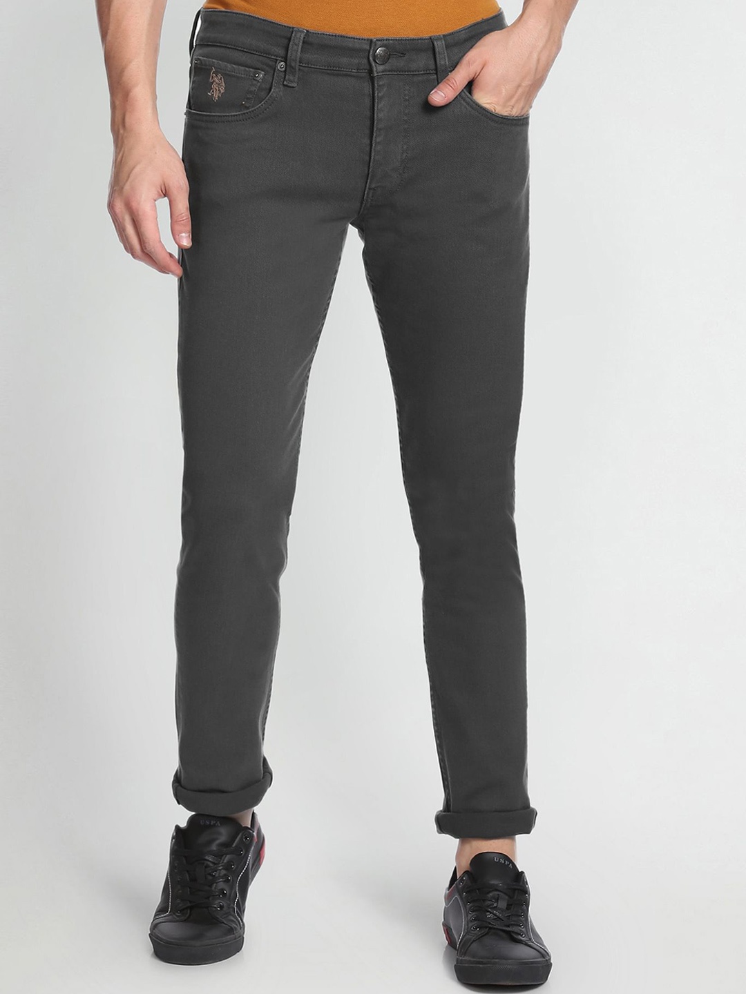 

U.S. Polo Assn. Denim Co. Men Slim Fit Light Fade Stretchable Jeans, Charcoal