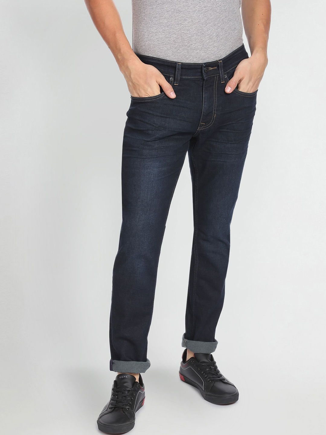 

U.S. Polo Assn. Denim Co. Men Slim Fit Light Fade Stretchable Jeans, Navy blue