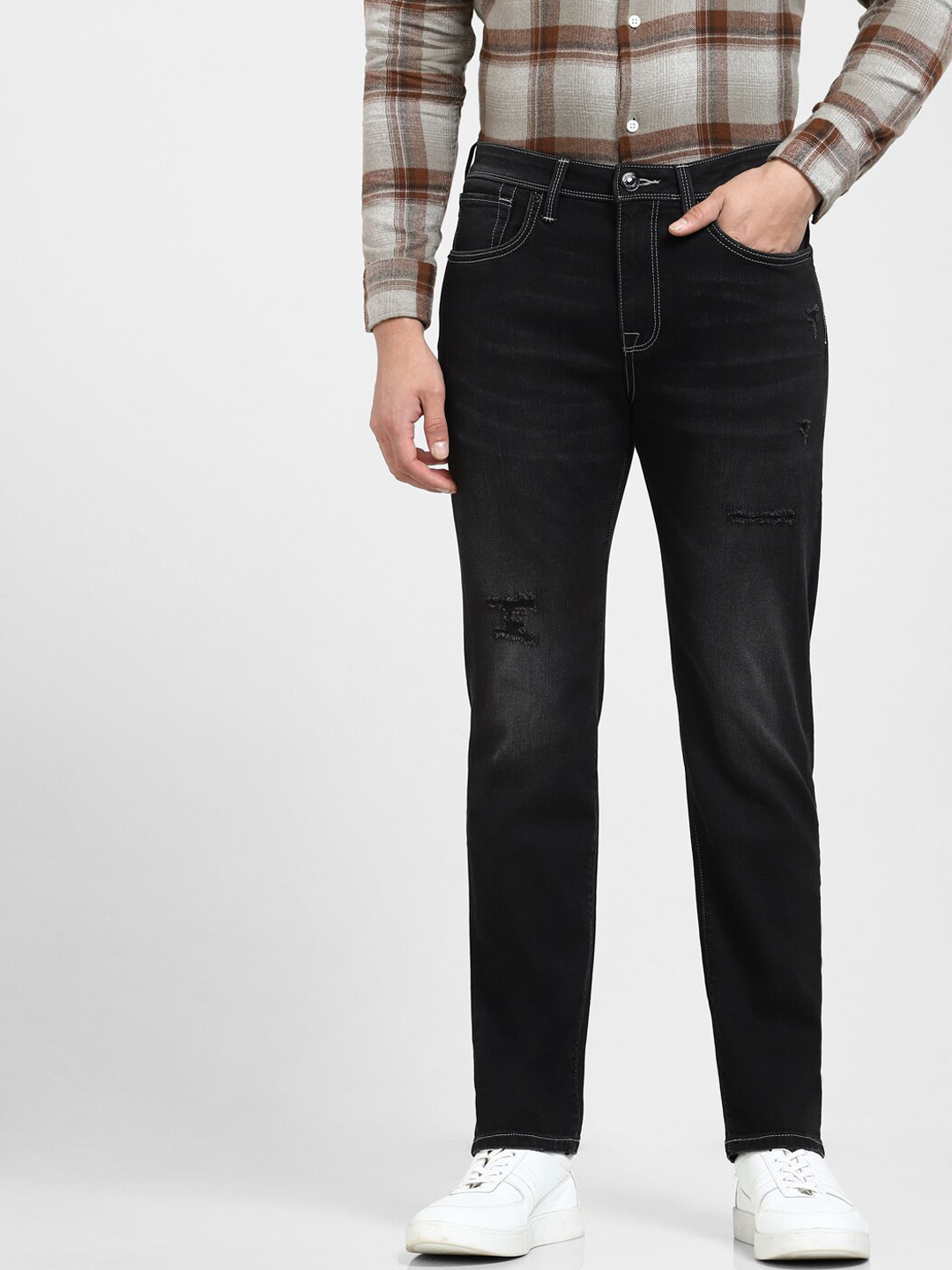 

SELECTED Men Straight Fit Light Fade Stretchable Cotton Jeans, Black