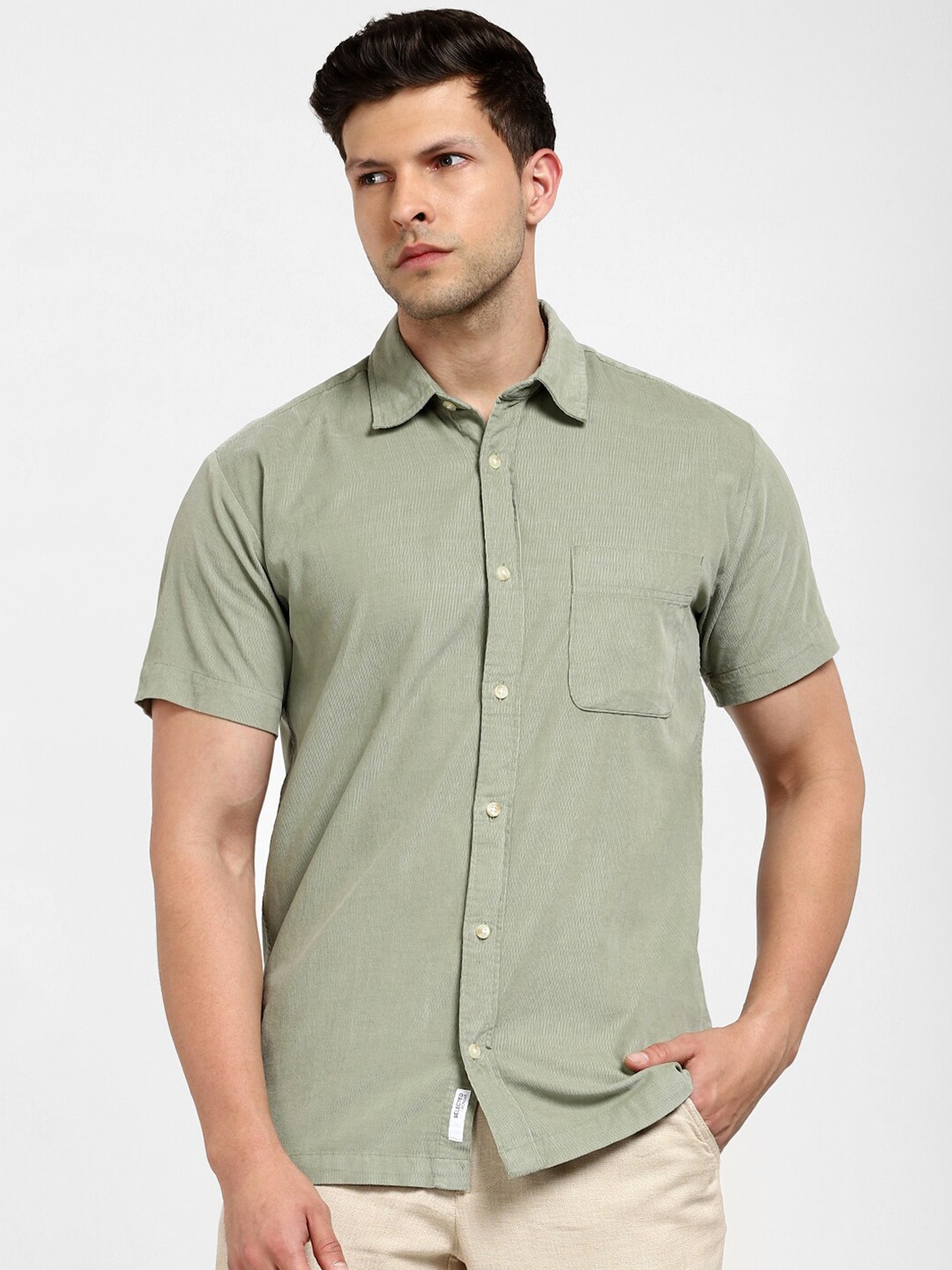 

SELECTED Regular Fit Cotton Casual Shirt, Green