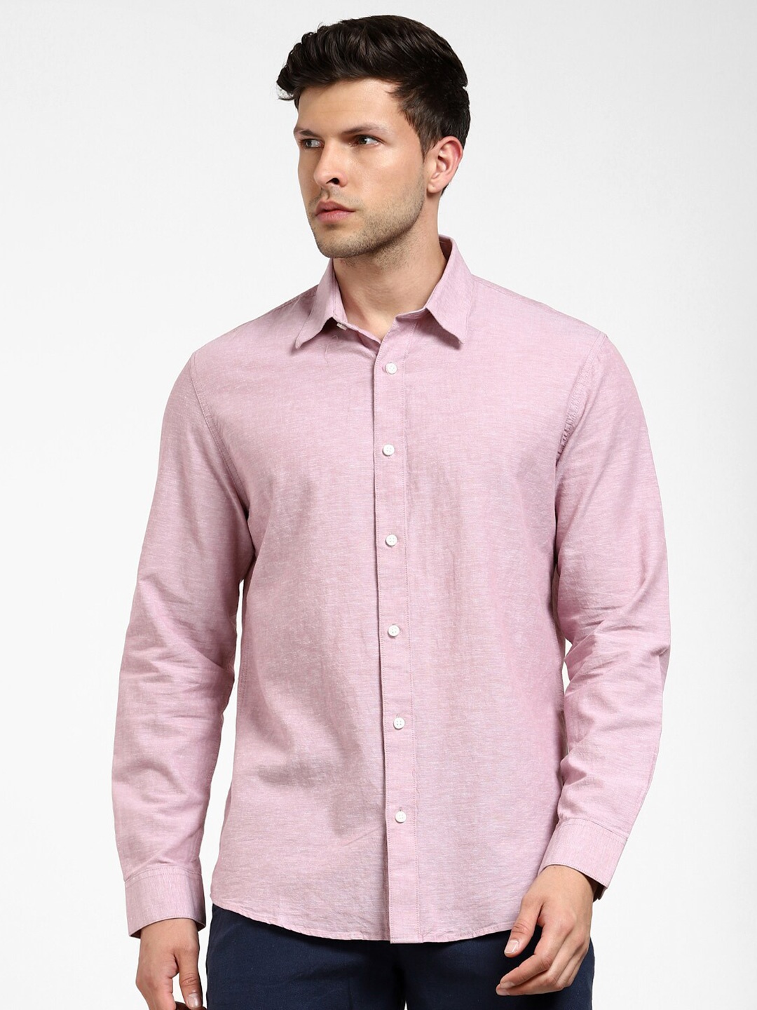 

SELECTED Spread Collar Cotton Casual Shirt, Pink