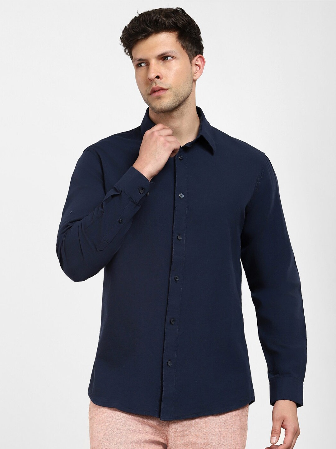 

SELECTED Men Cotton Opaque Casual Shirt, Navy blue
