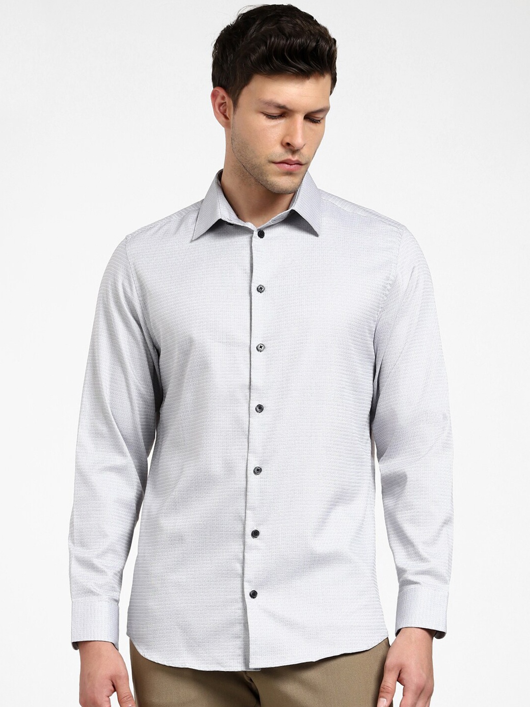 

SELECTED Micro Ditsy Printed Slim Fit Organic Cotton Casual Shirt, White