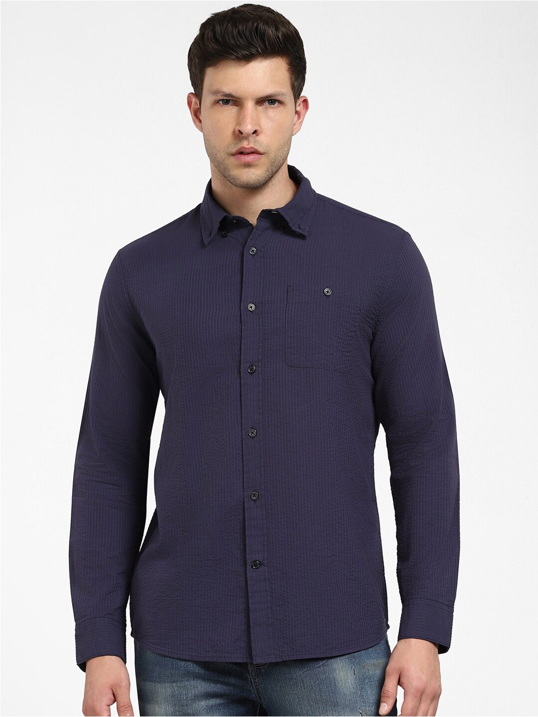 

SELECTED Spread Collar Opaque Casual Shirt, Blue