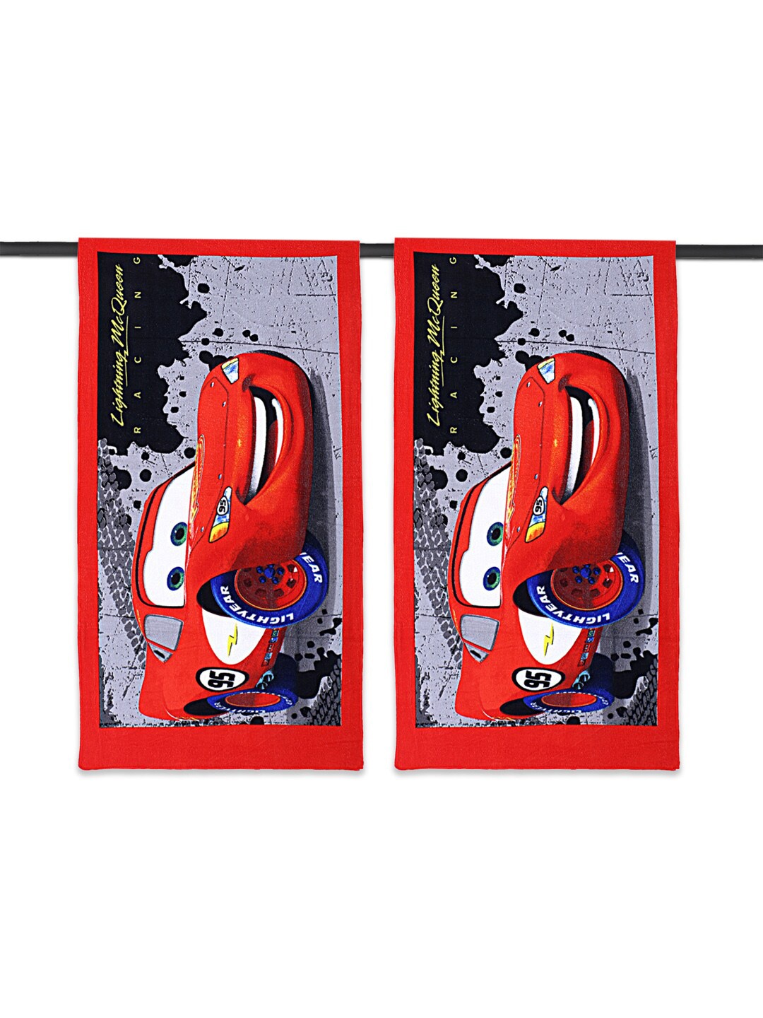 

Kuber Industries Kids Red & White 2 Pieces Printed 120 GSM Cotton Bath Towels