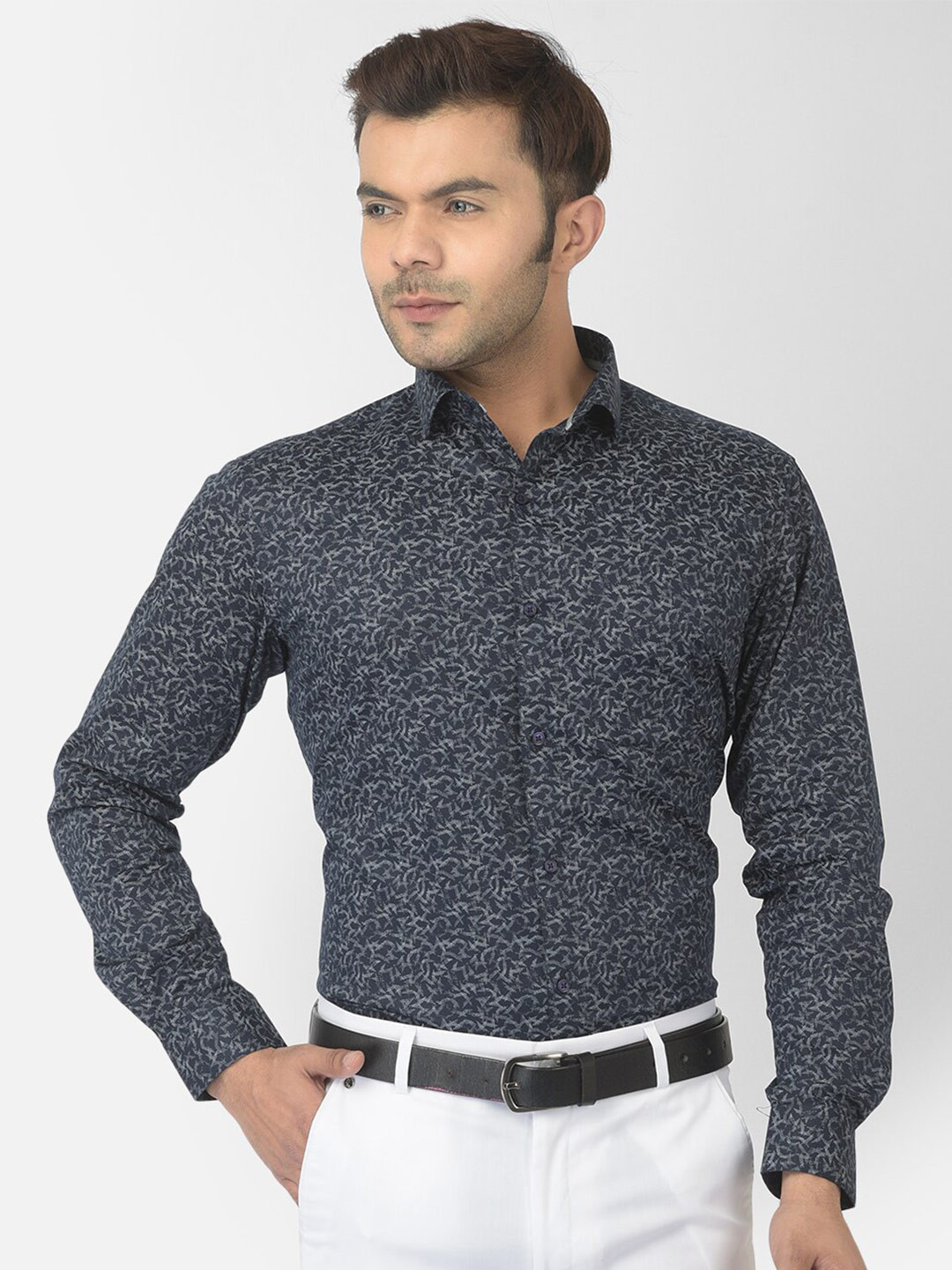 

Canary London Men Navy Blue Smart Slim Fit Floral Opaque Printed Formal Shirt