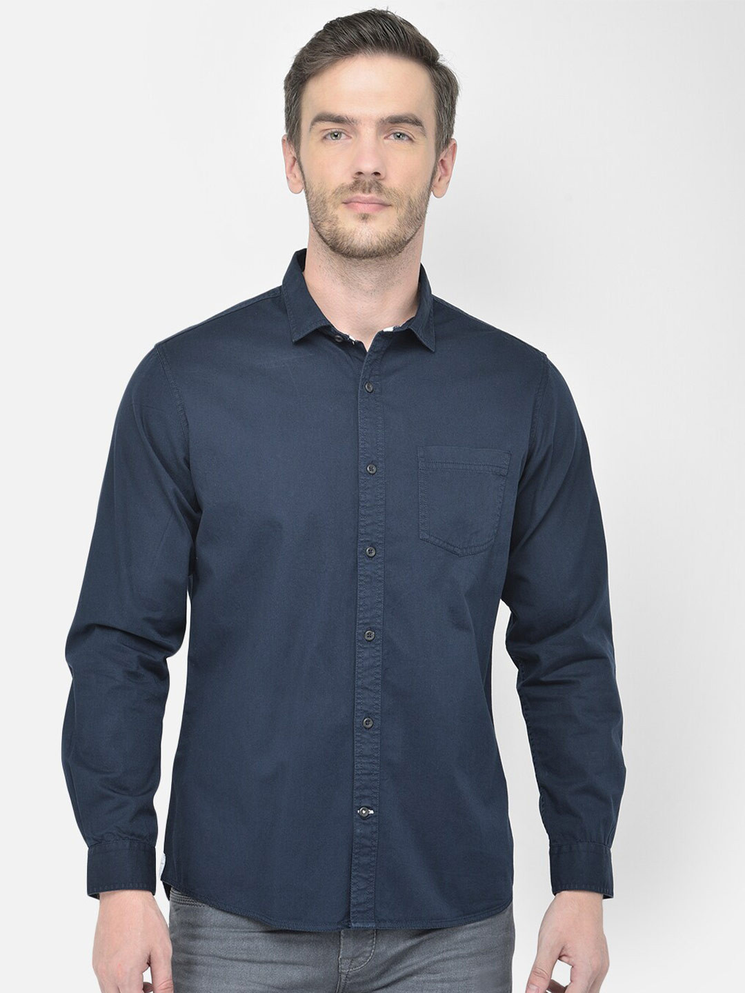 

Canary London Smart Slim Fit Opaque Cotton Casual Shirt, Navy blue