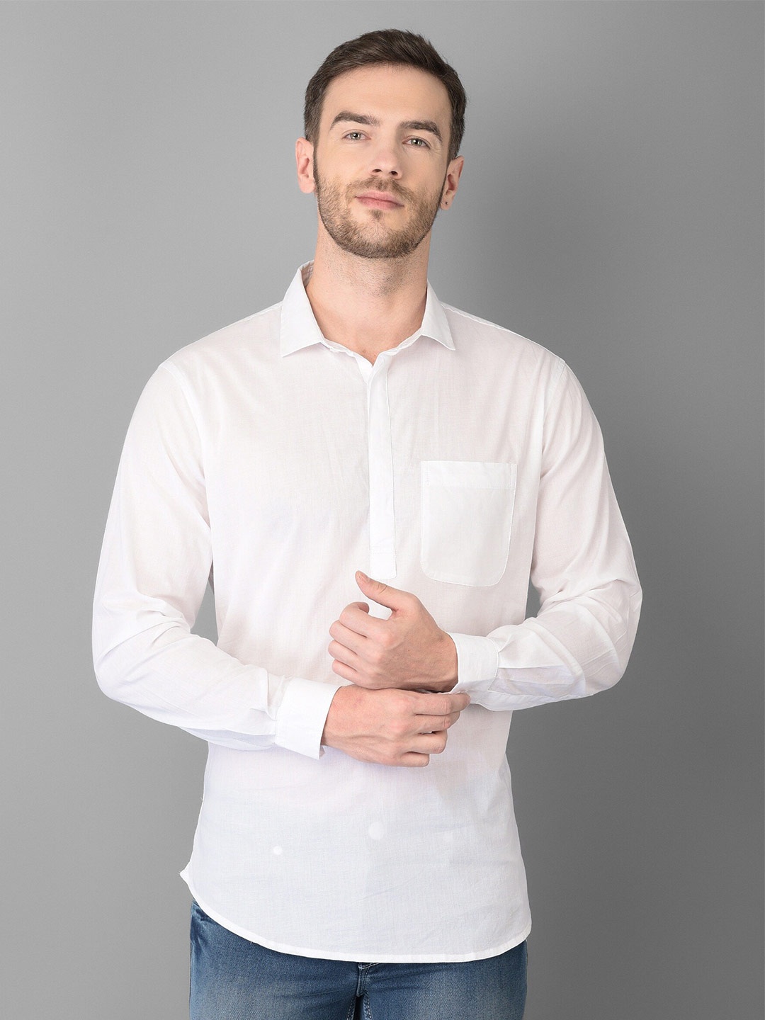 

Canary London Smart Slim Fit Opaque Cotton Casual Shirt, White