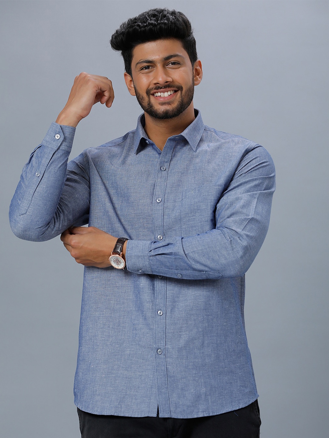 

Ramraj Spread Collar Cotton Casual Shirt, Blue