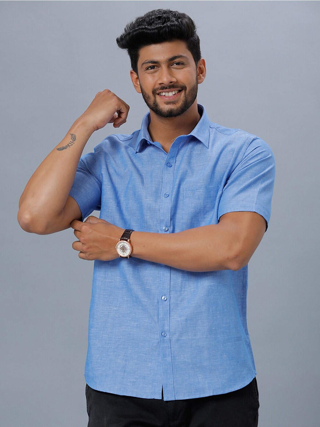

Ramraj Regular Fit Cotton Casual Shirt, Blue