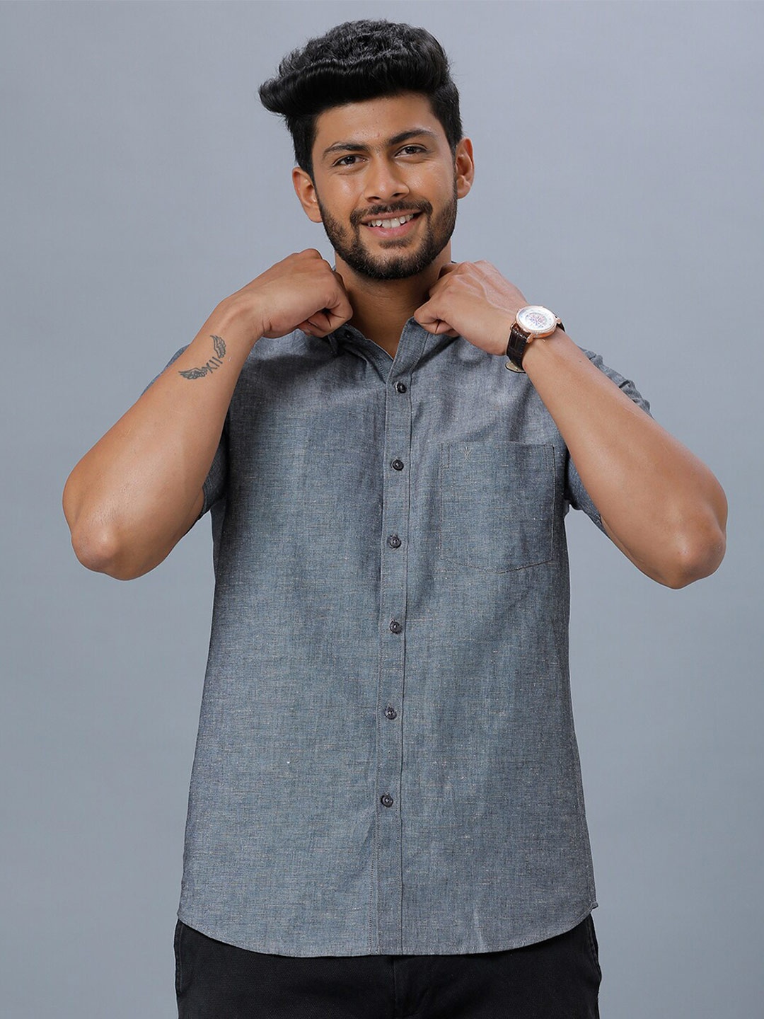 

Ramraj Regular Fit Cotton Casual Shirt, Grey