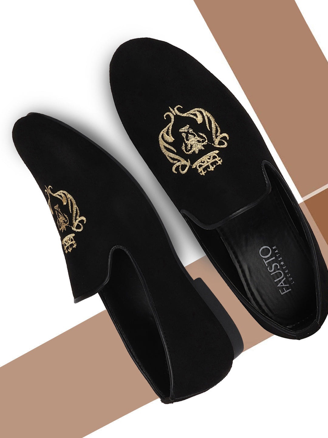 

FAUSTO Men Embroidered Lightweight Loafers, Black