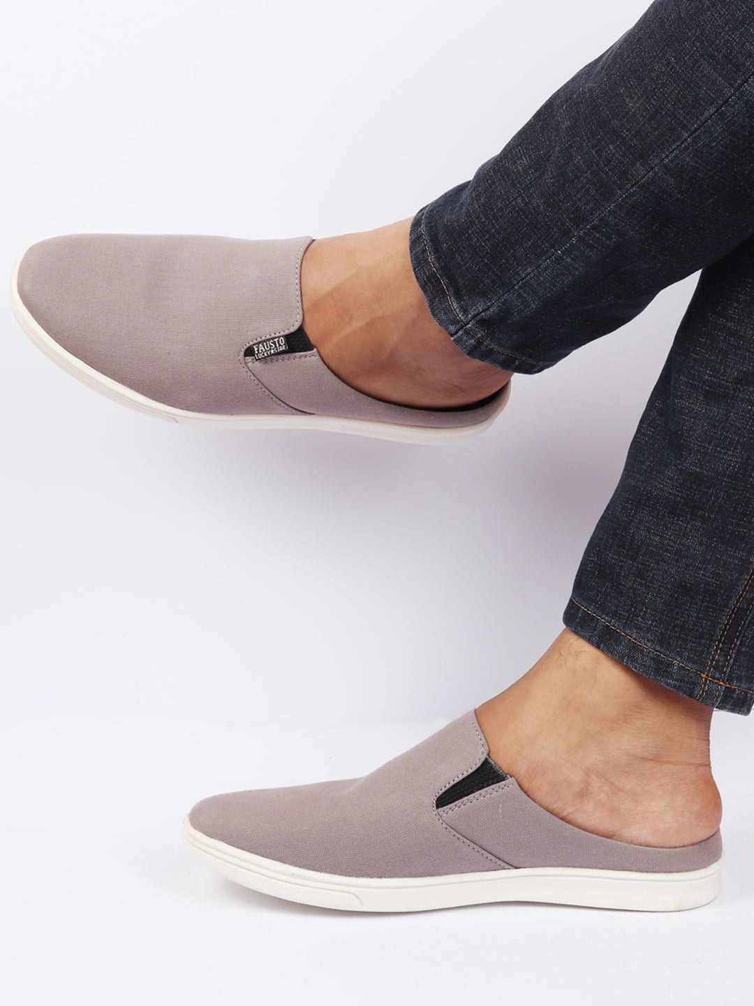

FAUSTO Men Contrast Sole Lightweight Mule Sneakers, Grey