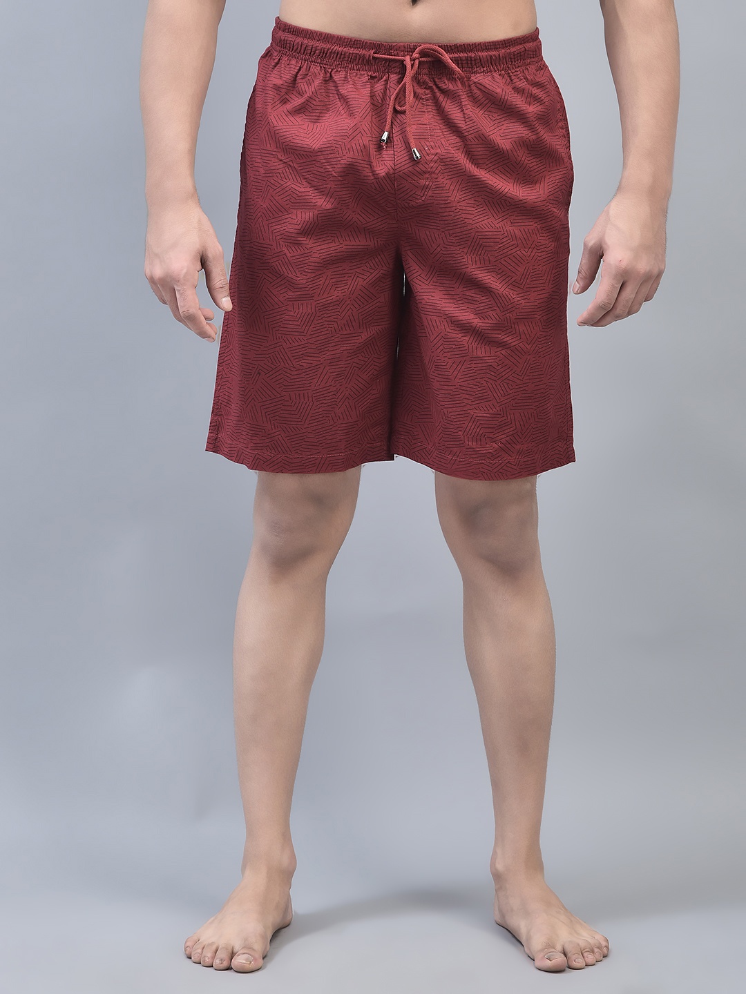 

Crimsoune Club Men Printed Pure Cotton Lounge Shorts, Red