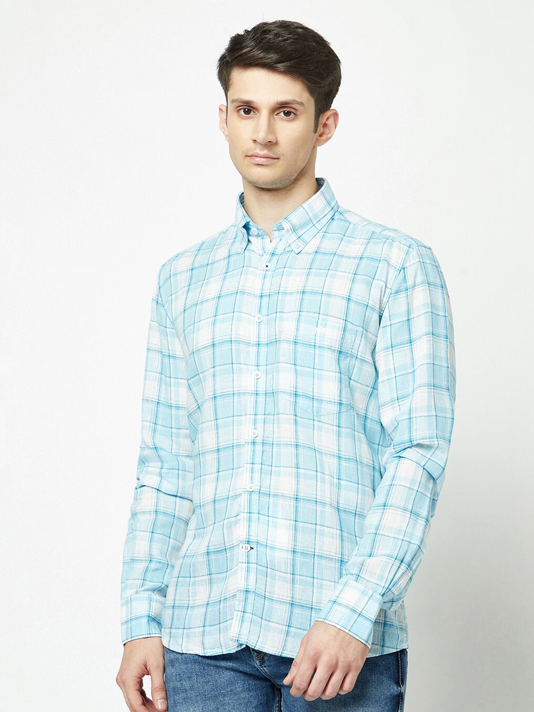 

Crimsoune Club Slim Fit Tartan Checked Casual Shirt, Blue