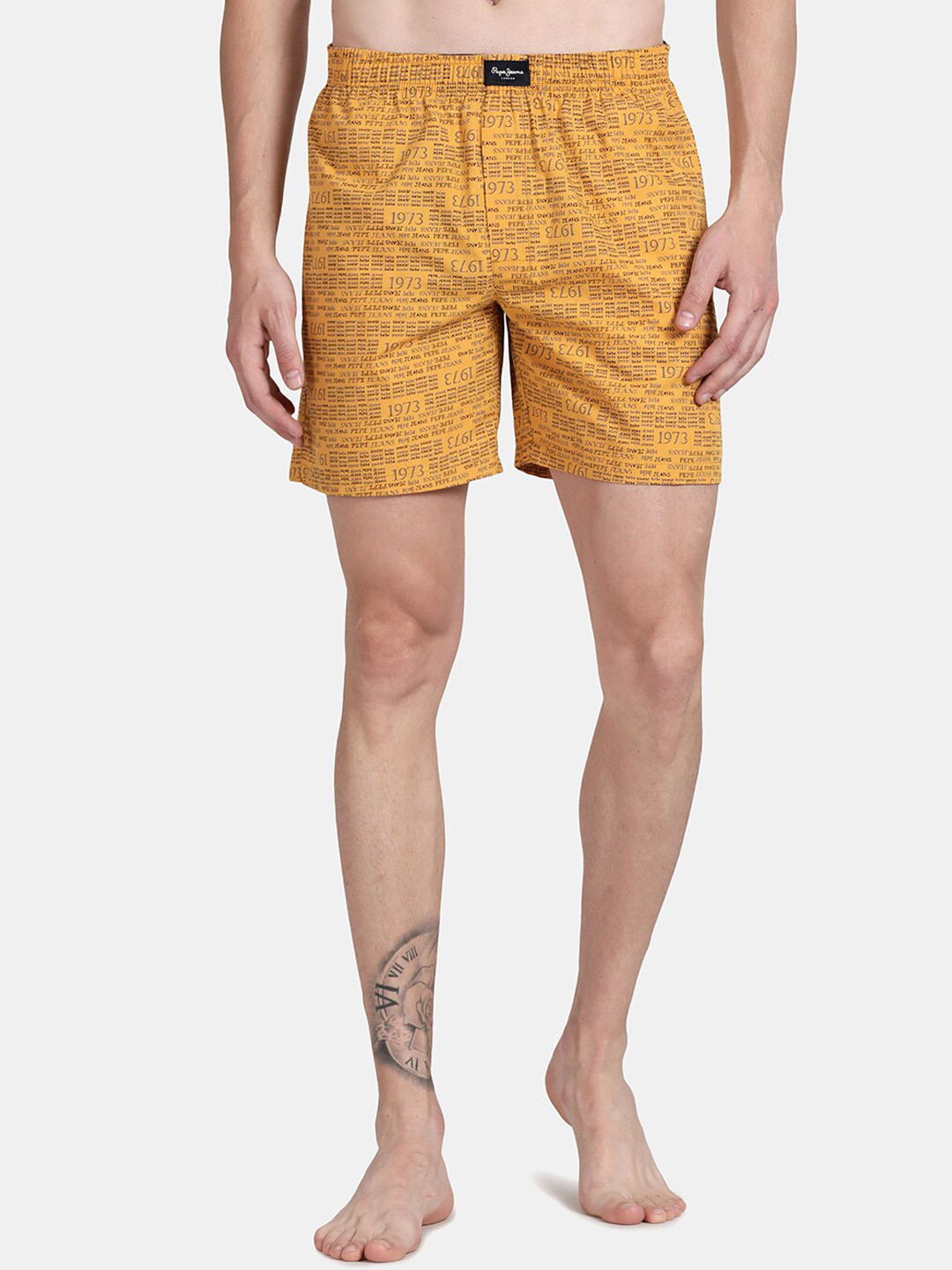 

Pepe Jeans Printed Regular Fit Pure Cotton Boxers, Gold