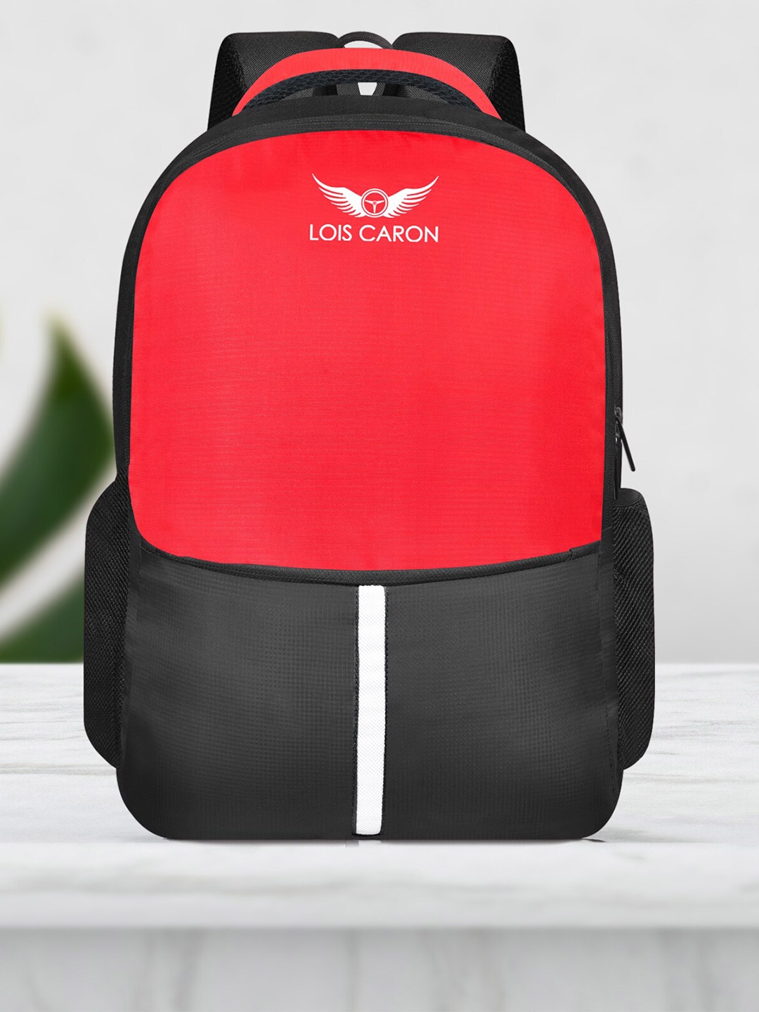 

LOIS CARON Colourblocked Laptop Backpack, Red
