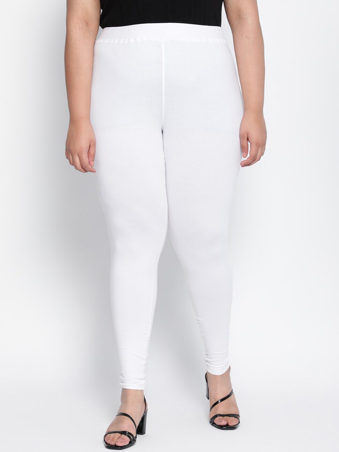 

Amydus Plus Size Cotton Mid-Rise Leggings, White