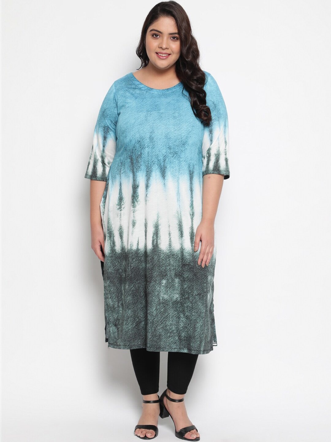 

Amydus Plus Size Tie Dye Straight Kurta, Blue