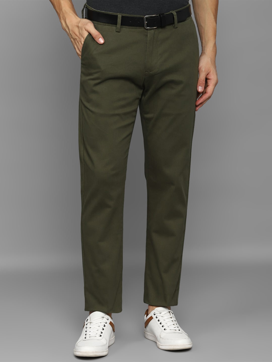 

Allen Solly Men Slim Fit Mid-Rise Chinos Trousers, Olive