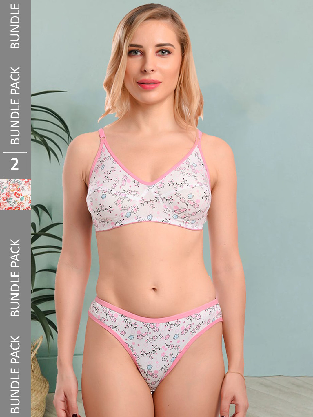 

Fleurt Pack Of 2 Printed Lingerie Set Fleurt-Set-Print-PK-Print-RD-40, Pink