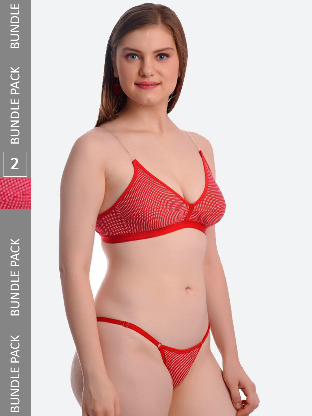 

Fleurt Pack Of 2 Printed Lingerie Set Fleurt-Set-Bijli-RD-MR-36, Red