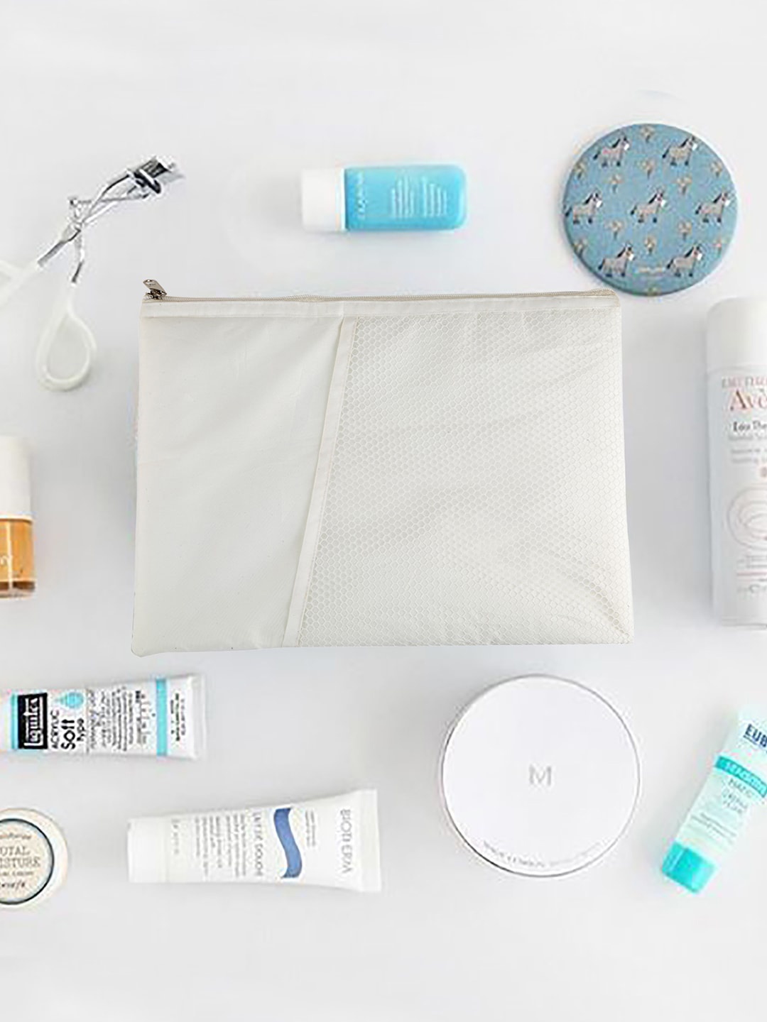 

My Gift Booth Waterproof Travel Pouch with Net Slip Pocket, White