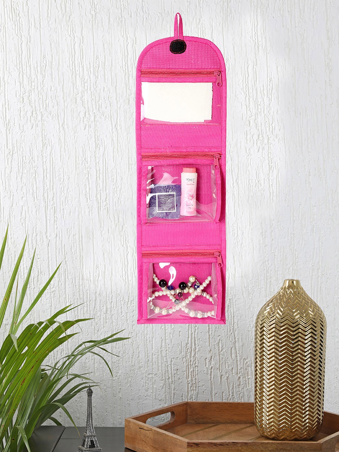 

My Gift Booth Pink Waterproof 3 Pockets Foldable Travel Organiser