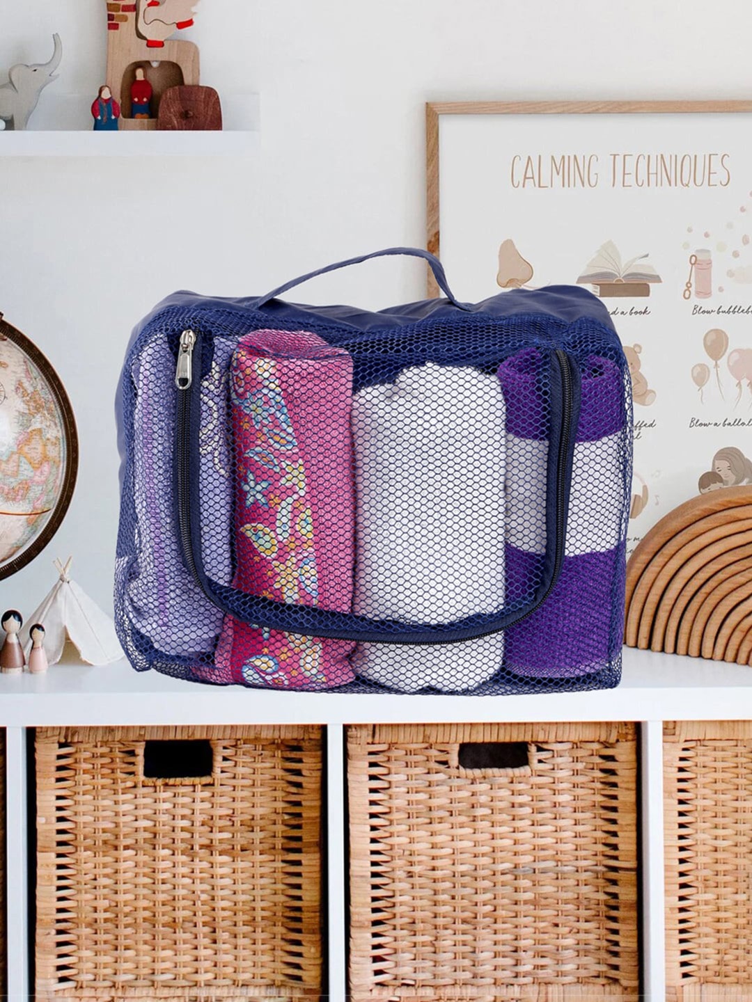 

My Gift Booth Navy Blue 2 Pockets Fabric Waterproof Travel Organiser