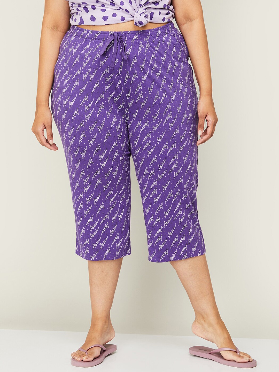 

Nexus by Lifestyle Women Plus Size Printed Cotton Lounge Capris, Purple