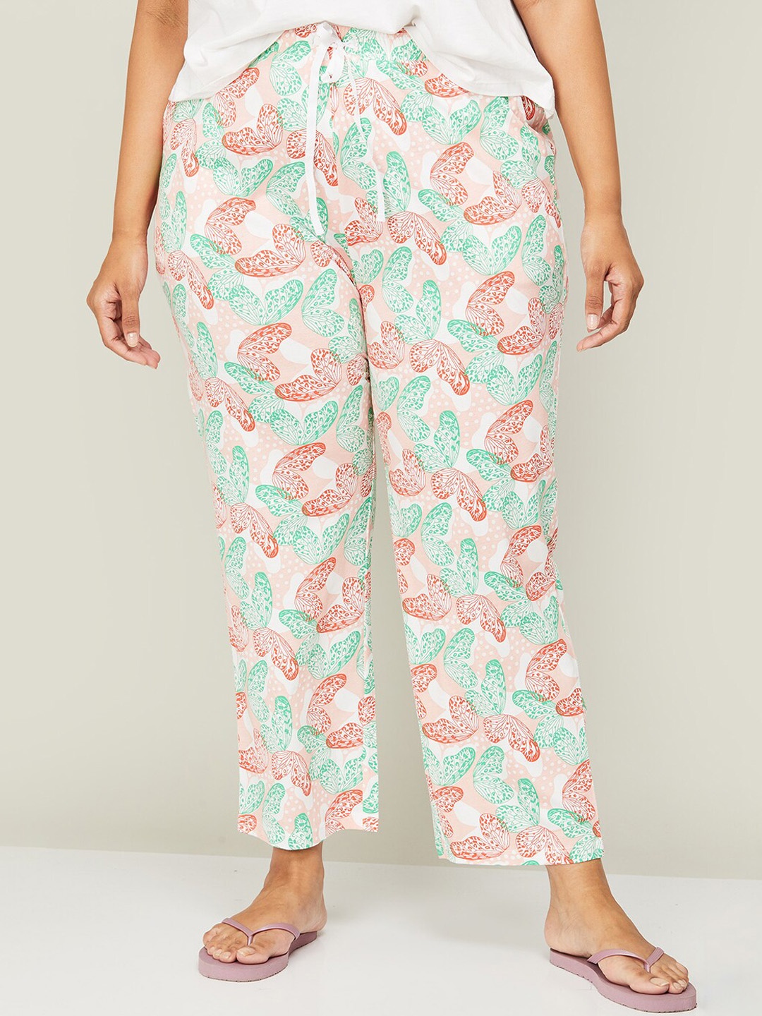 

Nexus by Lifestyle Women Plus Size Printed Cotton Lounge Pants, White