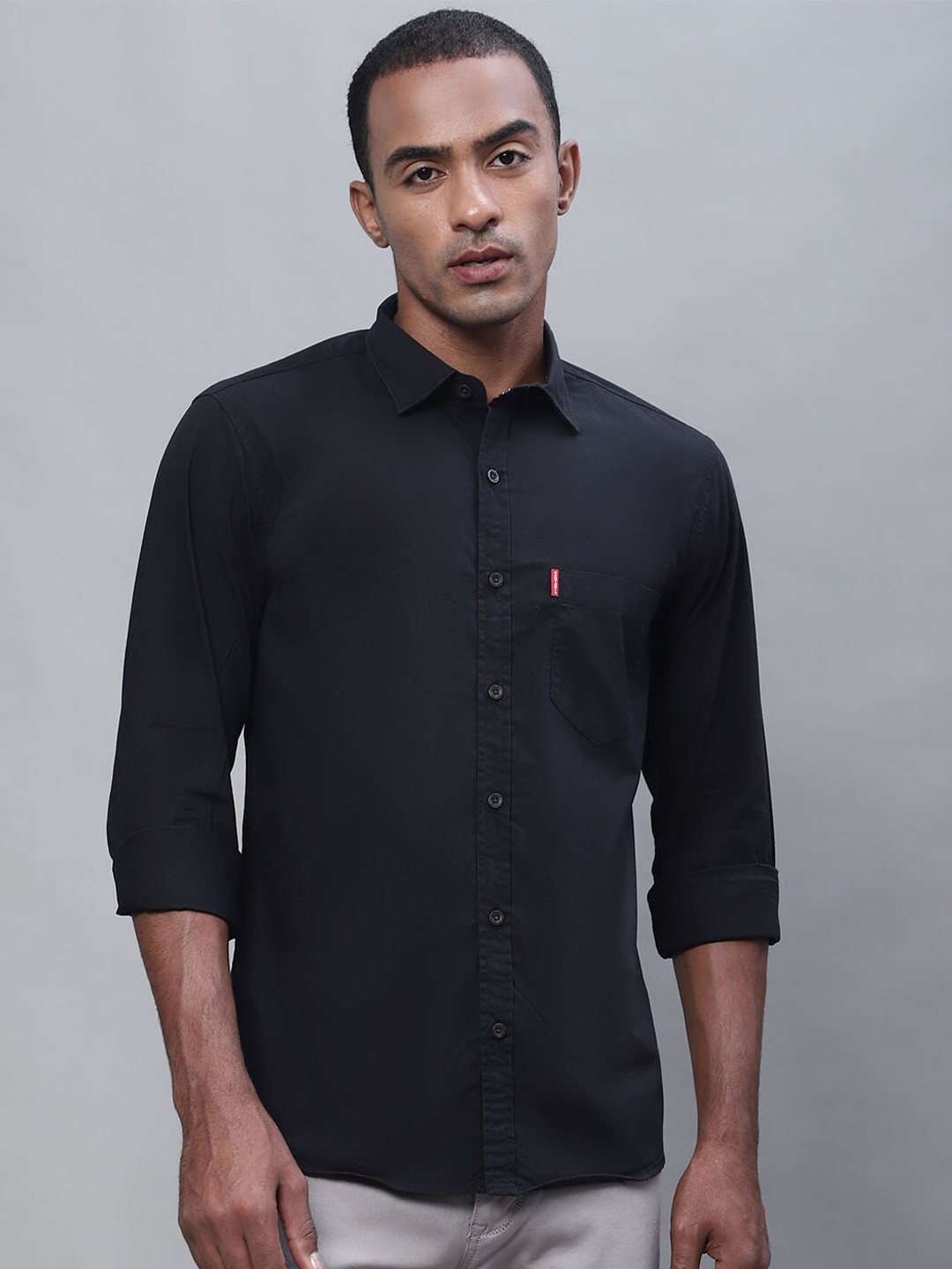 

Cantabil Regular Fit Cotton Casual Shirt, Black