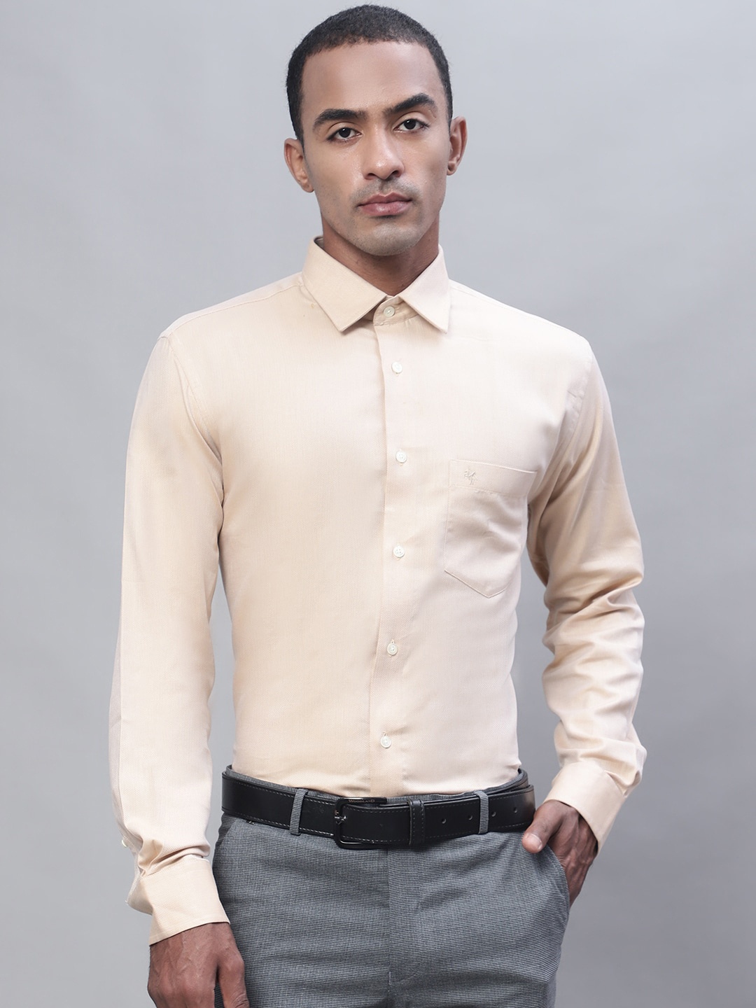 

Cantabil Spread Collar Cotton Formal Shirt, Mustard